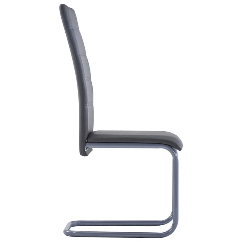 vidaXL Cantilever Dining Chairs 4 pcs Gray Faux Leather