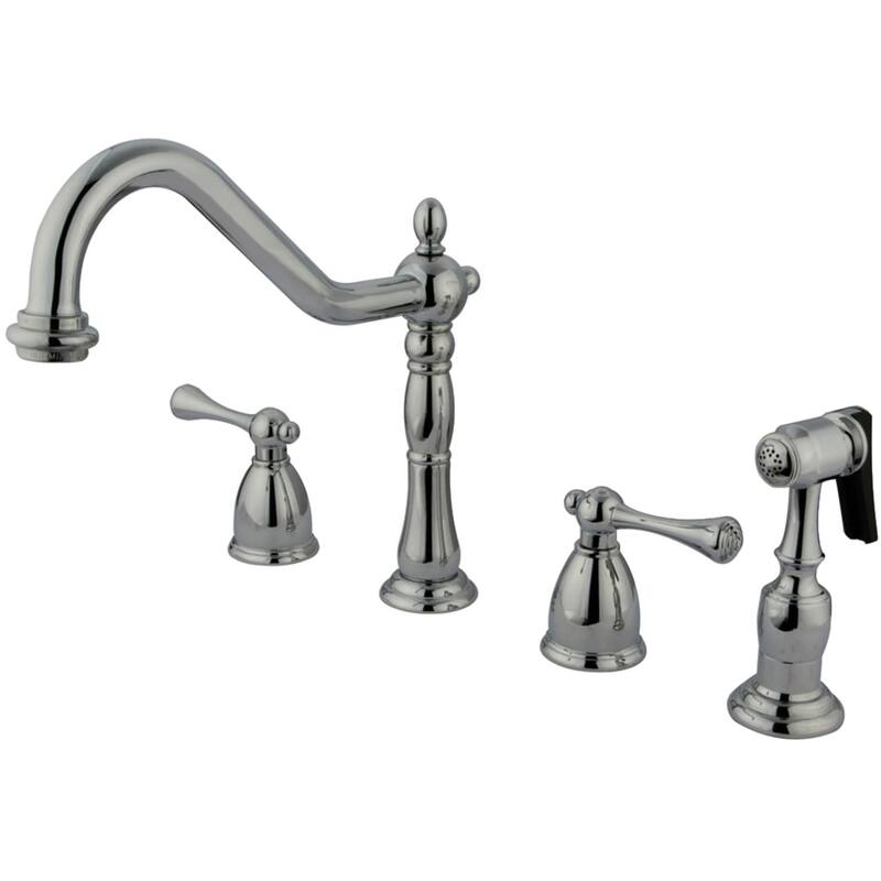 Kingston Brass English Country Widespread Kitchen Faucet with Metal - Polished Chrome