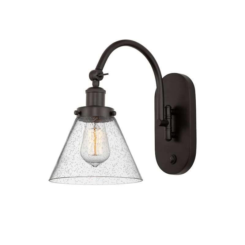 Innovations Lighting 918-1W-13-8 Cone Sconce Cone 13" Tall Wall Sconce - Oil Rubbed Bronze / Seedy