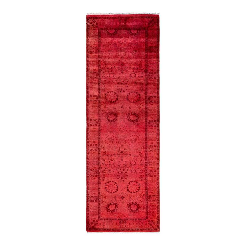 Fine Vibrance, One-of-a-Kind Hand-Knotted Runner Rug - Pink, 3' 0" x 9' 3" - 3' 0" x 9' 3"