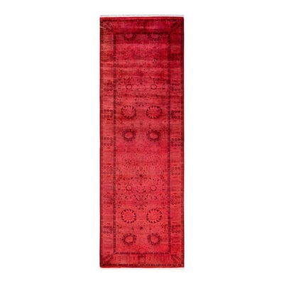 Fine Vibrance, One-of-a-Kind Hand-Knotted Runner Rug - Pink, 3' 0" x 9' 3" - 3' 0" x 9' 3"