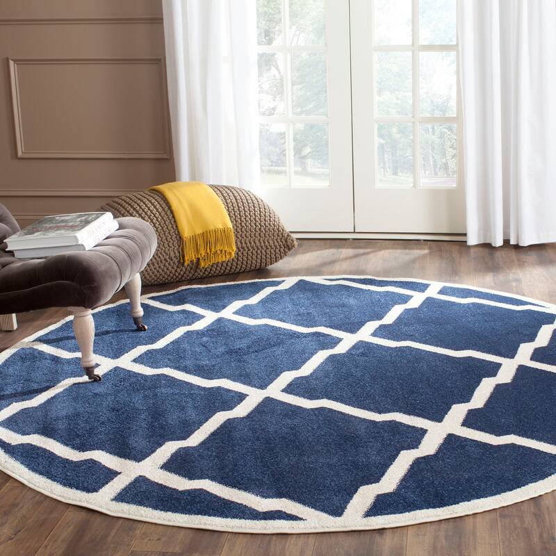 SAFAVIEH Amherst Teresinha Modern Rug - 7' Round - Navy/Beige