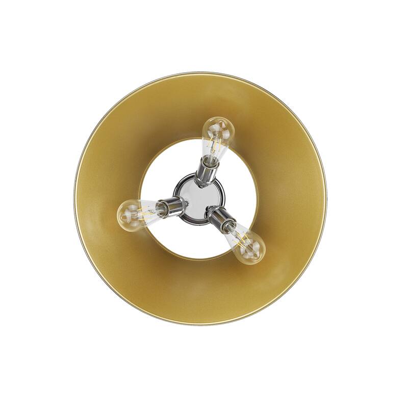 Yep by Golden Lighting Orwell 3-light Flush Mount in Chrome and Aged Brass shade - Silver