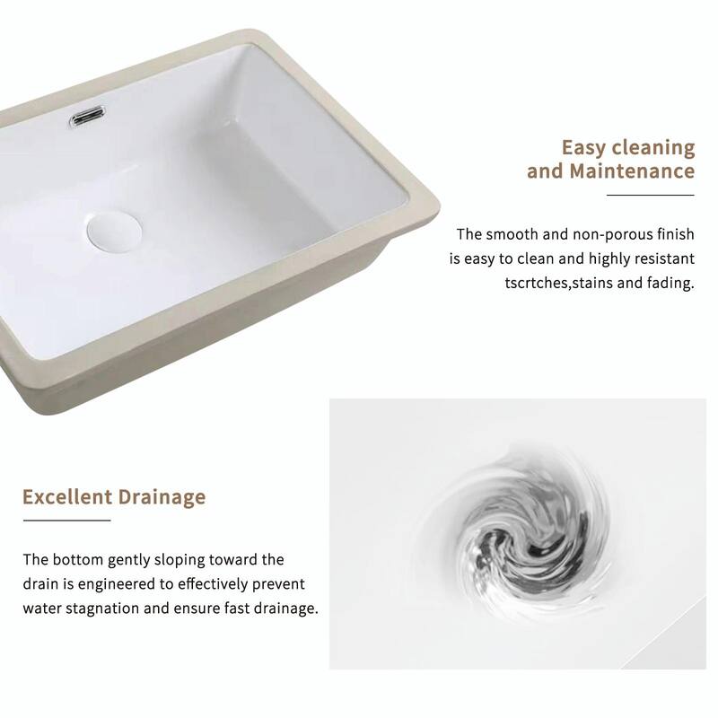 Eridanus Undermount Kitchen Sink - White Ceramic Sink, Deep Single Bowl (Without Bottom Grid and Strainer Drain