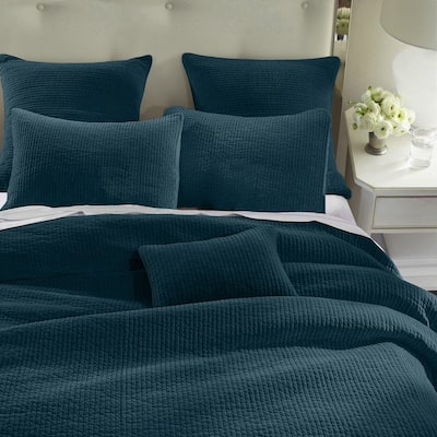 HiEnd Accents Stonewashed Cotton Velvet Traditional Bedding 3 Piece Quilt Set with Pillow Shams