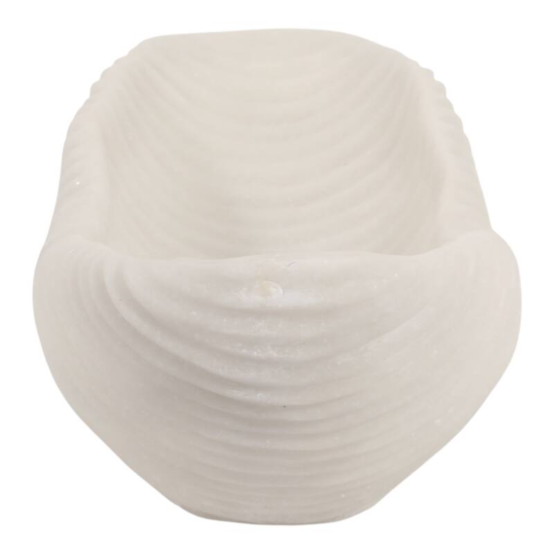 Resin Decorative Bowl Rippled Texture Modern Design - 17" White - 16.75" x 8.5" x 6.25"