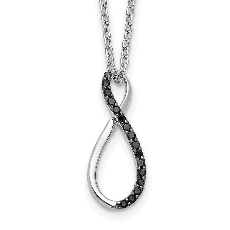 Curata 14k White Gold 0.098 CTW Black Diamond Infinity Necklace (7mm x 17mm), 18"
