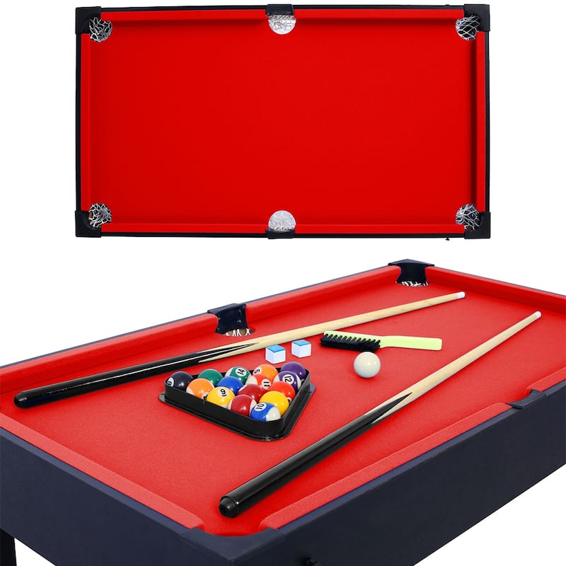 5-in-1 Multi-Game Table, 43" Sports Arcade Games with Accessories - 43"W - Red