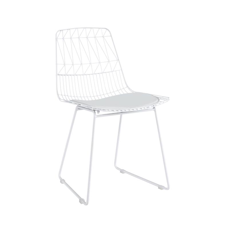 Porthos Home Yoshi Geometric Metal Dining Chairs with PU Leather Seat Pad, Set of 2