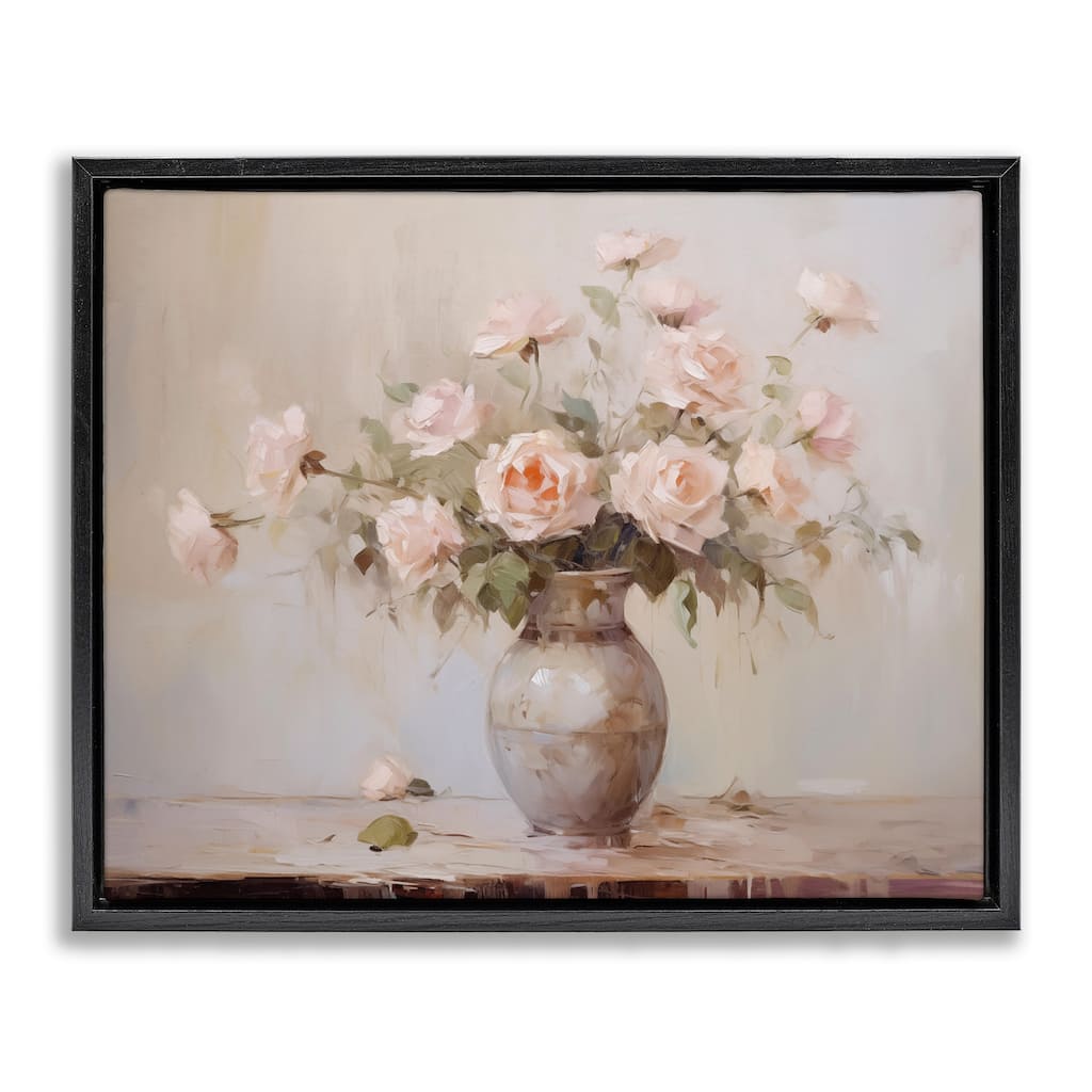 Stupell Romantic Bouquet of Roses Framed Floater Canvas Wall Art Design By Arlington Prints