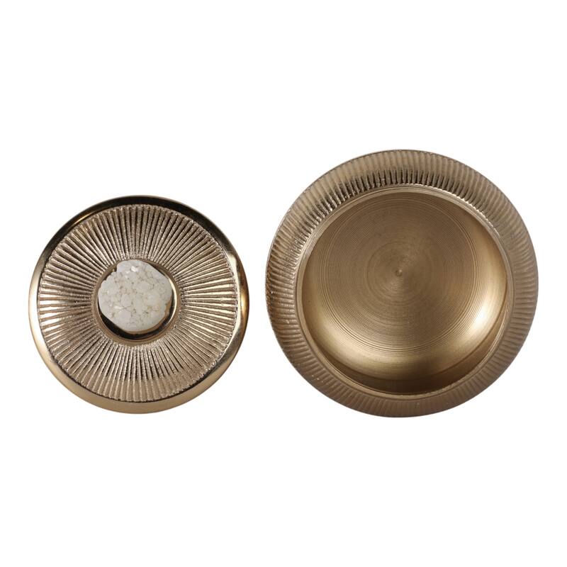 Aluminum Agate Decorative Object Stylish Lidded Textured Sculpture