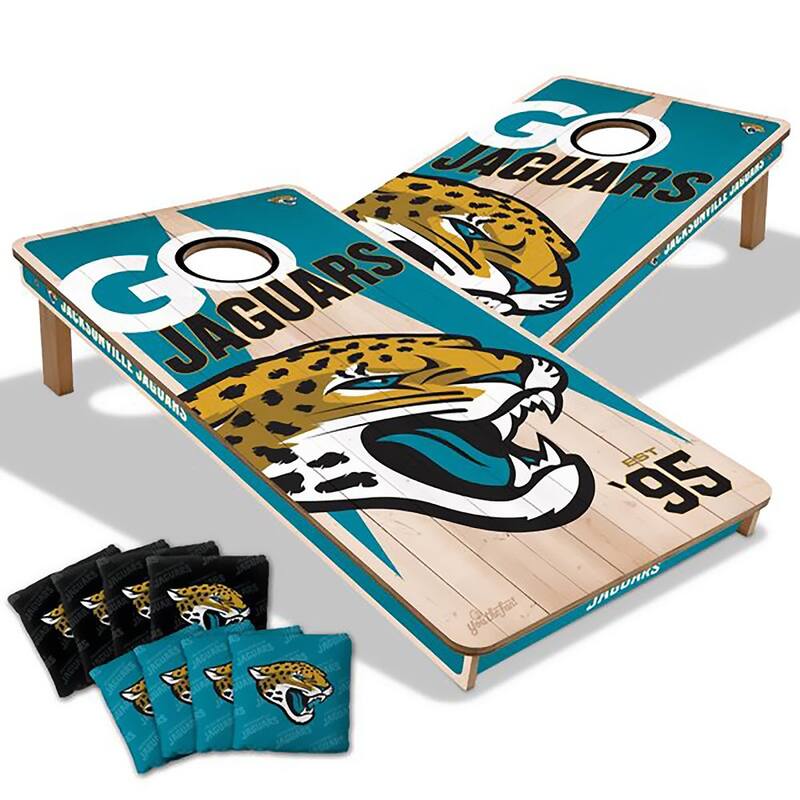 Jacksonville Jaguars NFL 2x4 Cornhole Board Set - Include Team Bags + Case & LED Lights