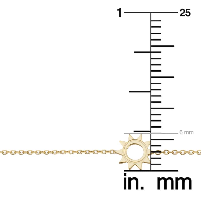 14k Yellow Gold Sun Station Adjustable Length Anklet (adjusts to 9 or 10 inches)