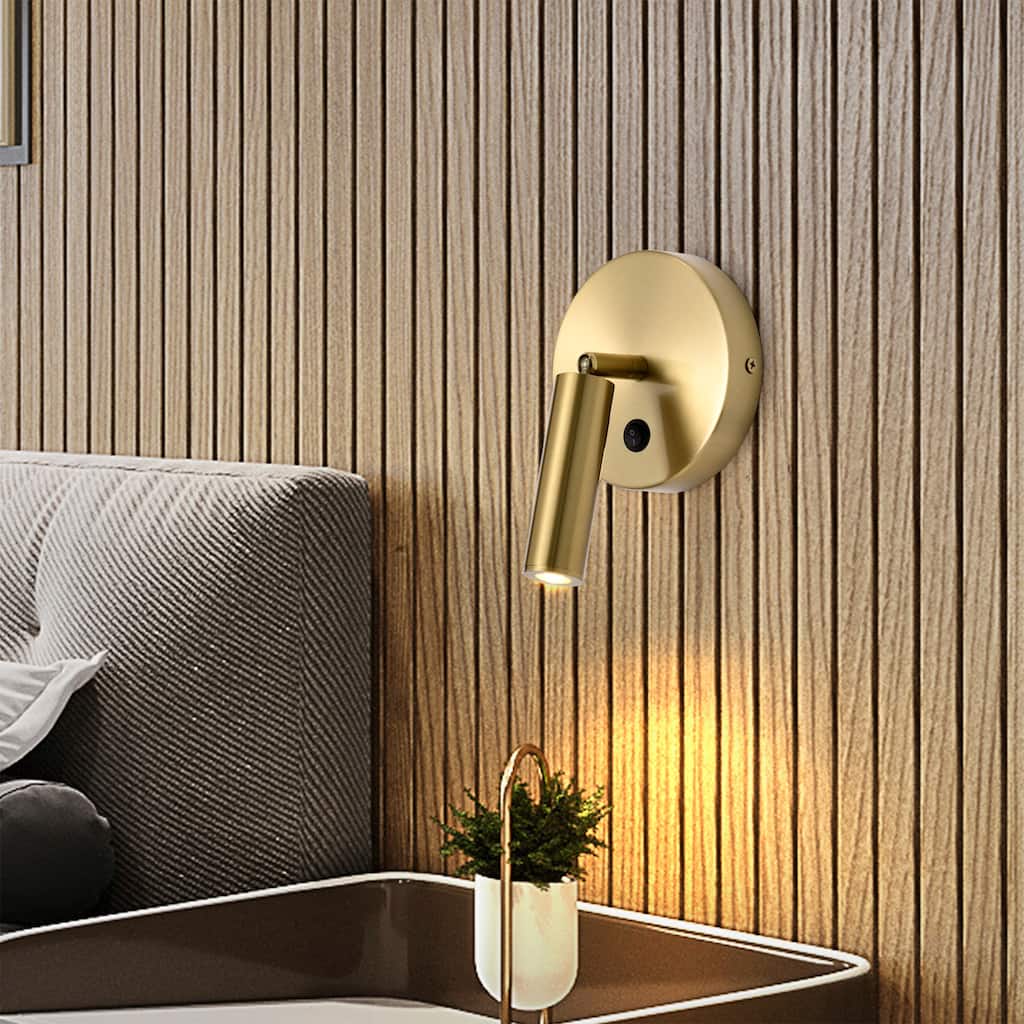 Warehouse of Tiffany Pier 5 Inch Brass Finish Side Bed Reading Wall Lamp with Switch