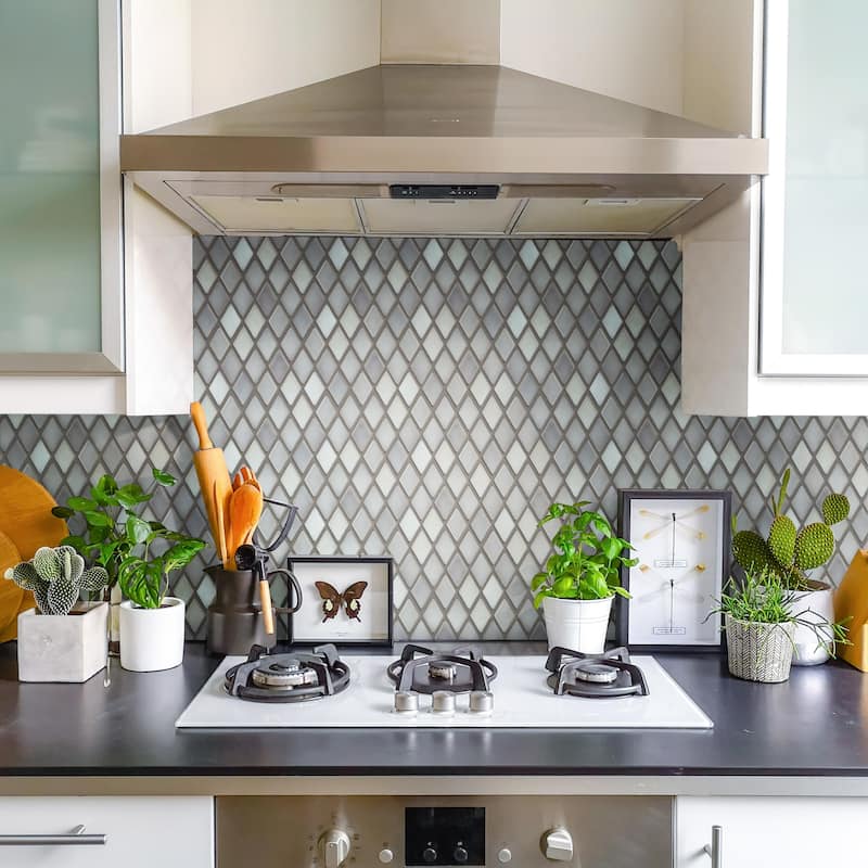 Merola Tile Hudson Kite Grey Eye 10-1/8" x 11-3/4" Porcelain Mosaic Floor and Wall Tile - Case (10 Tiles)