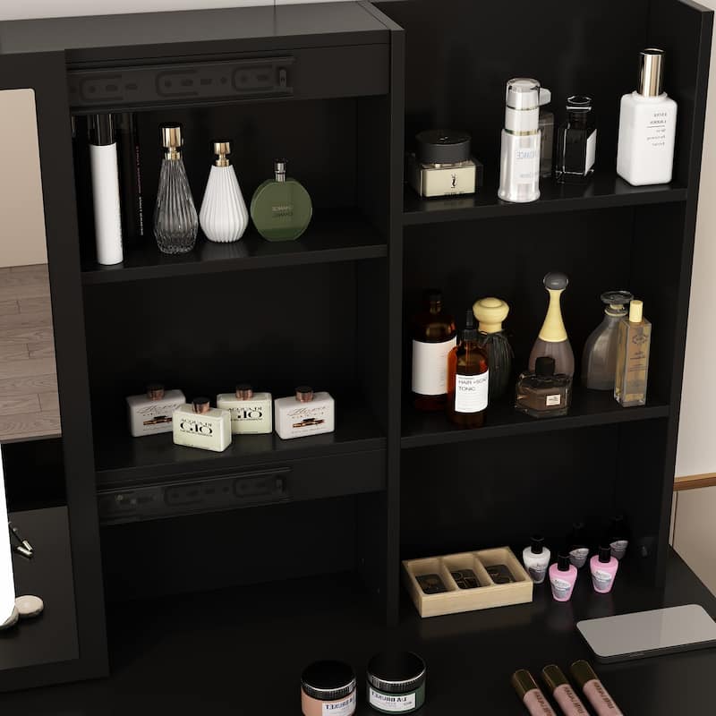 Vanity Desk Makeup Table Sliding Lighted Mirror Dresser Bracket Outlet