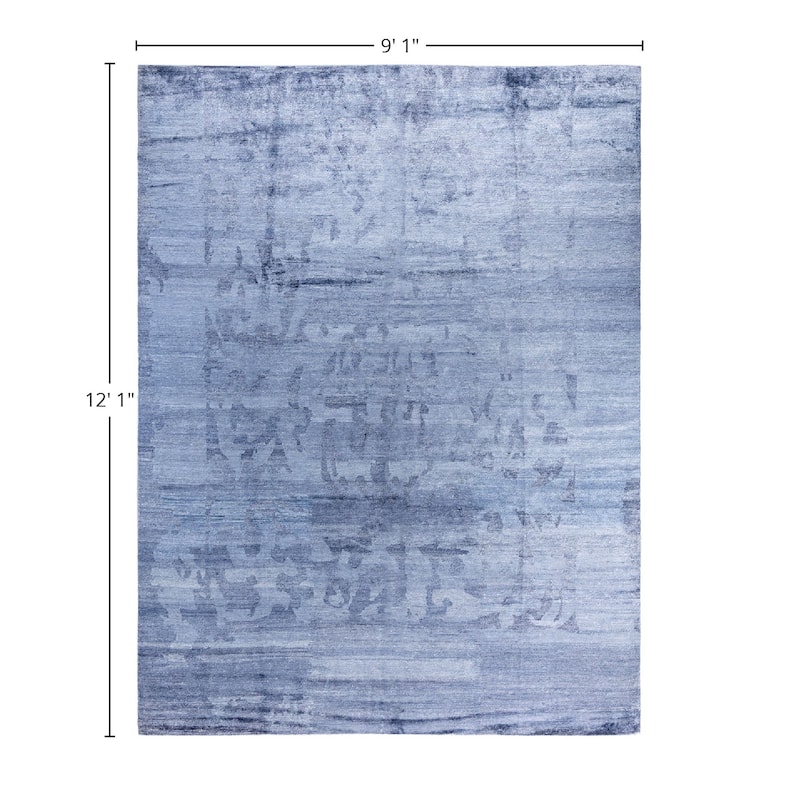 Modern One-of-a-Kind Hand-Knotted Area Rug, Blue - 9' 1" x 12' 1"