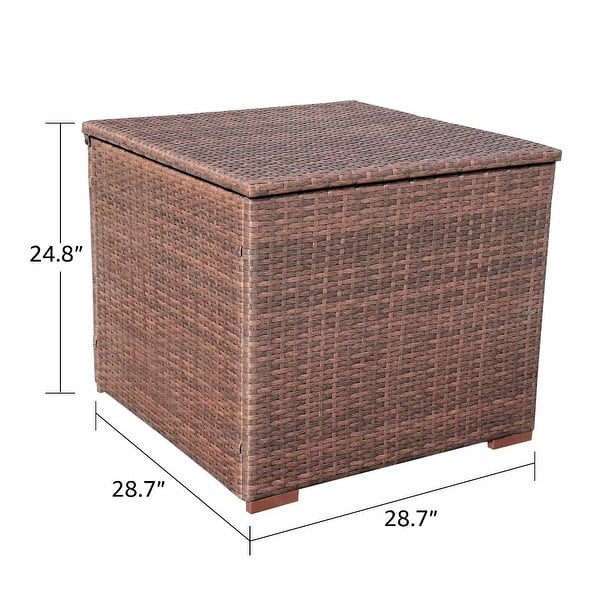 dimension image slide 2 of 3, Outdoor Wicker Storage Box 90 Gallon Resin Deck Box