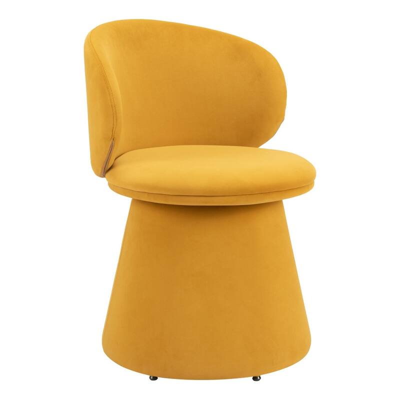 HomeRoots Orange Upholstered Velvet Swivel Dining Side Chair - 22.00 in. x 30.70 in. x 21.00 in.