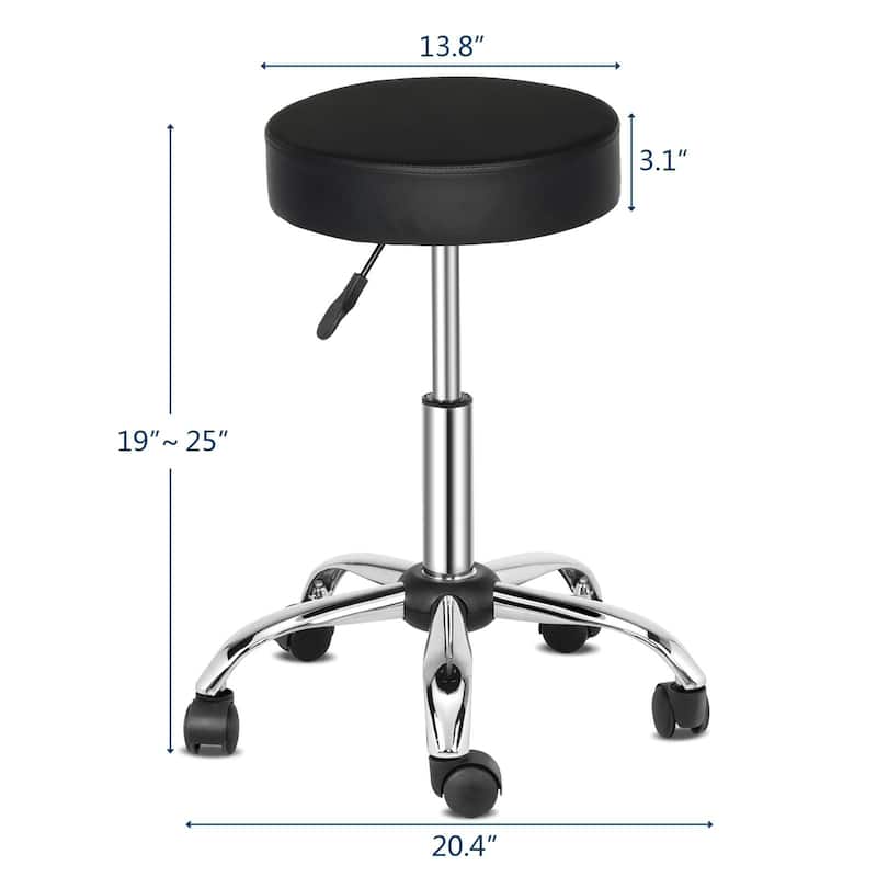 Adjustable Height Swivel Medical Clinic Tattoo Spa Salon Stool with Wheels, Black