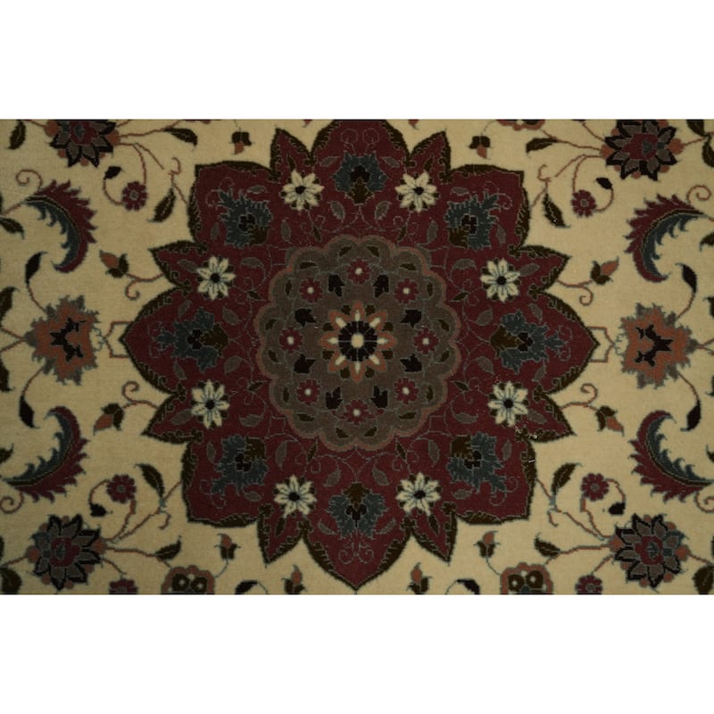 Hand Knotted Oriental 100% Wool Carpet Traditional Floral Beige & Ivories Tabriz Area Rug - 5' 3'' X 3' 4''