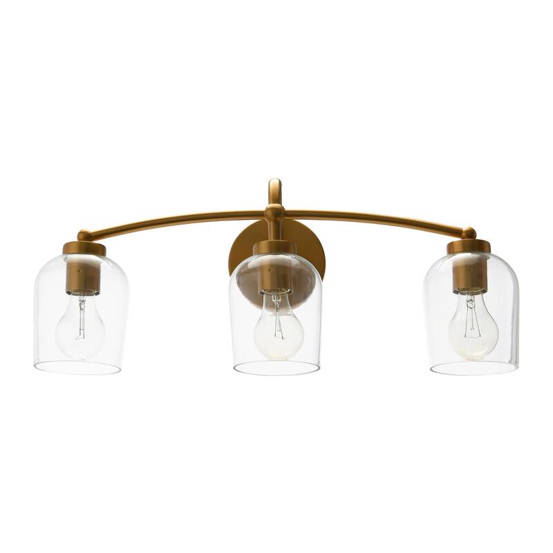 Robert Stevenson Lighting Adrian - Metal and Clear Glass Vanity Light - Brushed Gold