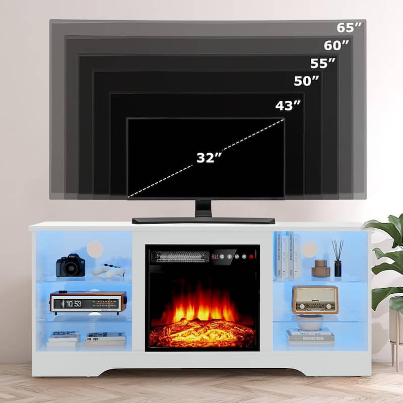 Bossin 58" Fireplace TV Stand with 18'' Electric Fireplace,Modern Entertainment Center for 65'' TVs,TV Cabinet
