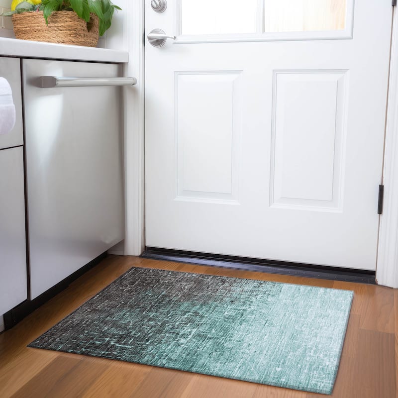 Premium Washable Super Soft Casual Ombre Mayfield Rug - Teal - 1'8" x 2'6"