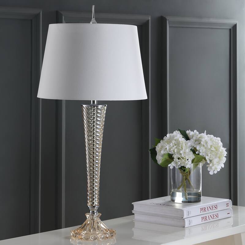 Maddie 32" Glass LED Table Lamp, Champagne (Set of 2) by JONATHAN Y