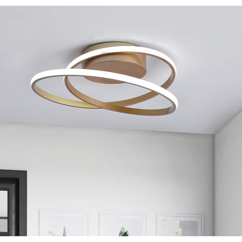Modern 1-Light LED Smooth Linear Ceiling Flush Mount - Gold