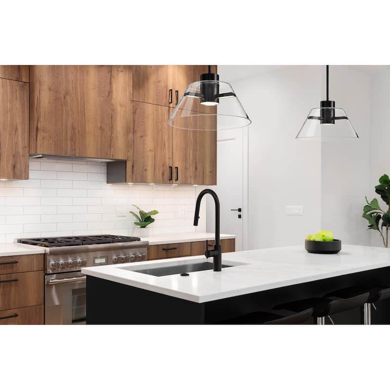 Edmond 14 Inch LED Pendant Matte Black with Clear Glass - Matte Black