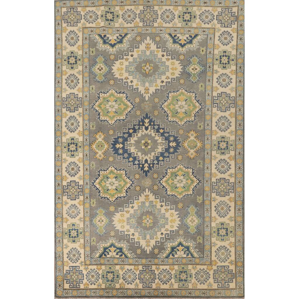 Geometric Kazak Oriental Area Rug Handmade Wool Carpet - 6'5" x 9'9"