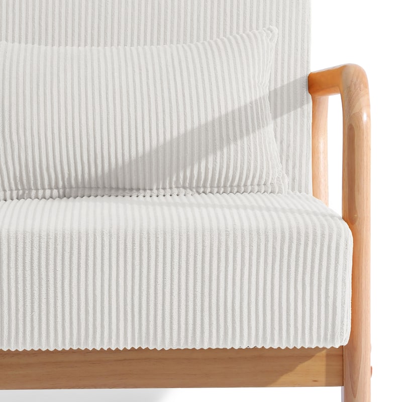 25" W Mid Century Upholstered Wood Accent Chair with Pillow set of 2