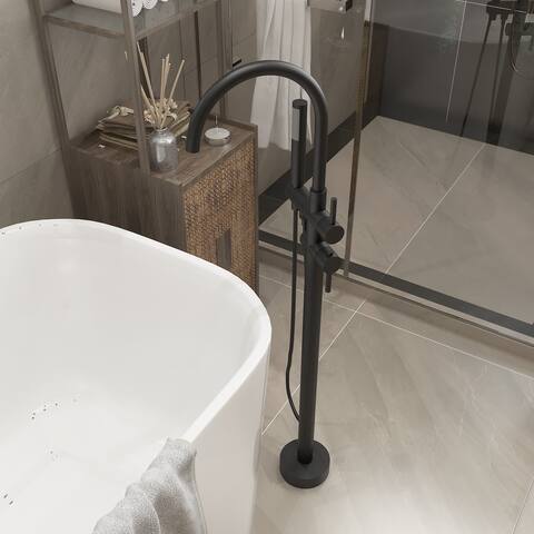 Floor Mount Bathtub Faucet Freestanding Tub Filler High Flow Shower Faucets with Handheld Shower