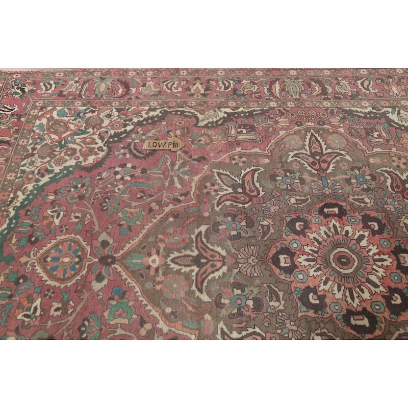 Pink Floral Bakhtiari Persian Vintage Rug Hand-Knotted Wool Carpet - 7'1"x 9'7"