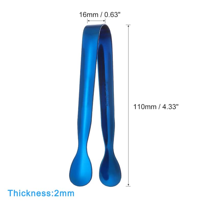 Serving Tongs, 4.3 Inch 304 Stainless Steel Ice Tongs for Sugar - Blue - 8pcs