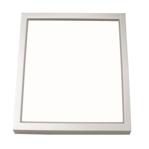 Edge Square 6-inch Satin Nickel LED Outdoor Flush Mount, White Acrylic Shade