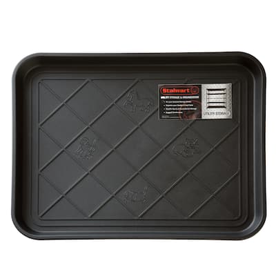 All-Weather Boot Tray - Water-Resistant Plastic Mud Pan for Entryway by Stalwart (Black)