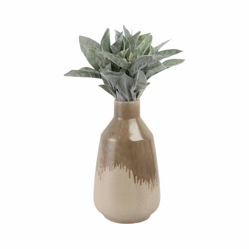 Warm Rustic Ceramic Table Vase for Home Decor, Decorative Flower Vase with Glazed Finish