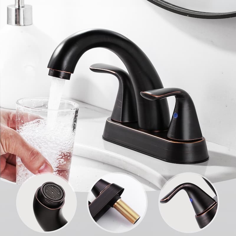 WOWOW 4 in. Centerset Double Handle High Arc Bathroom Sink Faucet