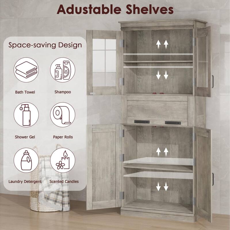 66.9" Pantry Cabinet with Drawer, Kitchen Storage Buffet Cabinet with 4 Shelves, Freestand Storage Cabinet