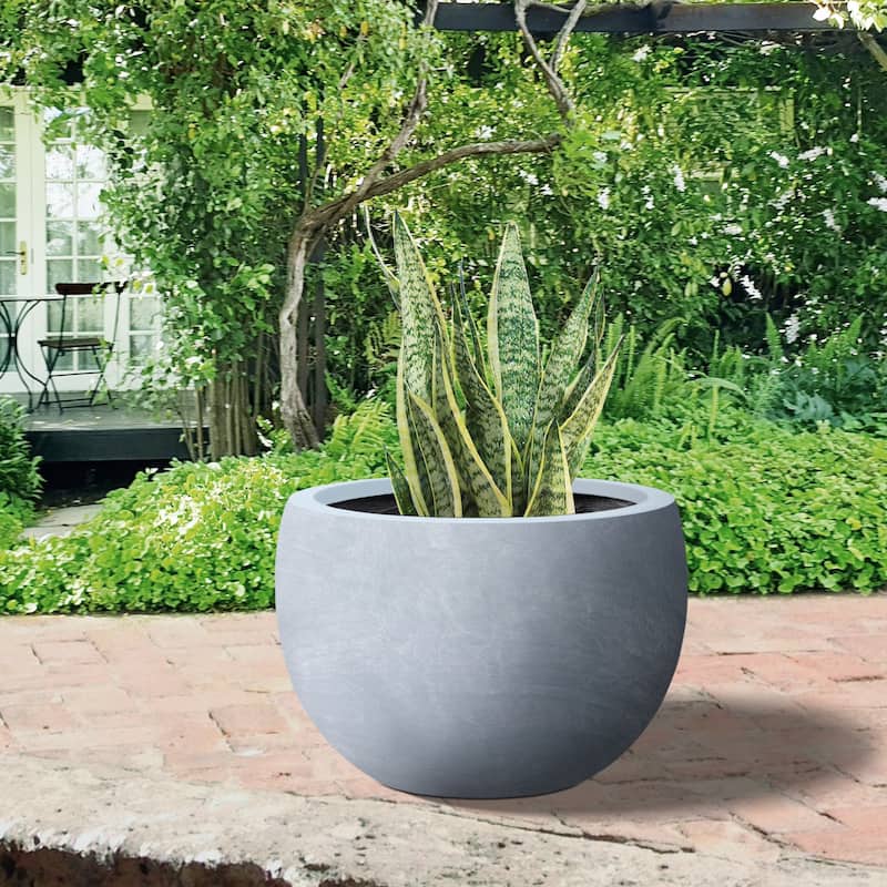 Durx-litecrete Lightweight Concrete Bowl Cement Color Planter-Medium - 15.7'x15.7'x10.2'