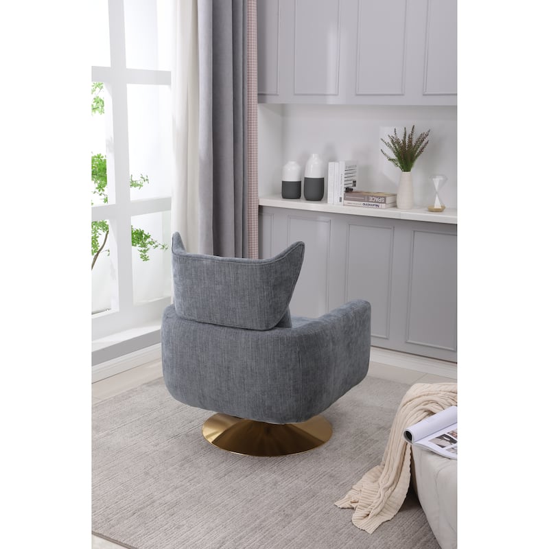 Blue-Gray 29.9" Swivel Accent Chair with Pillow
