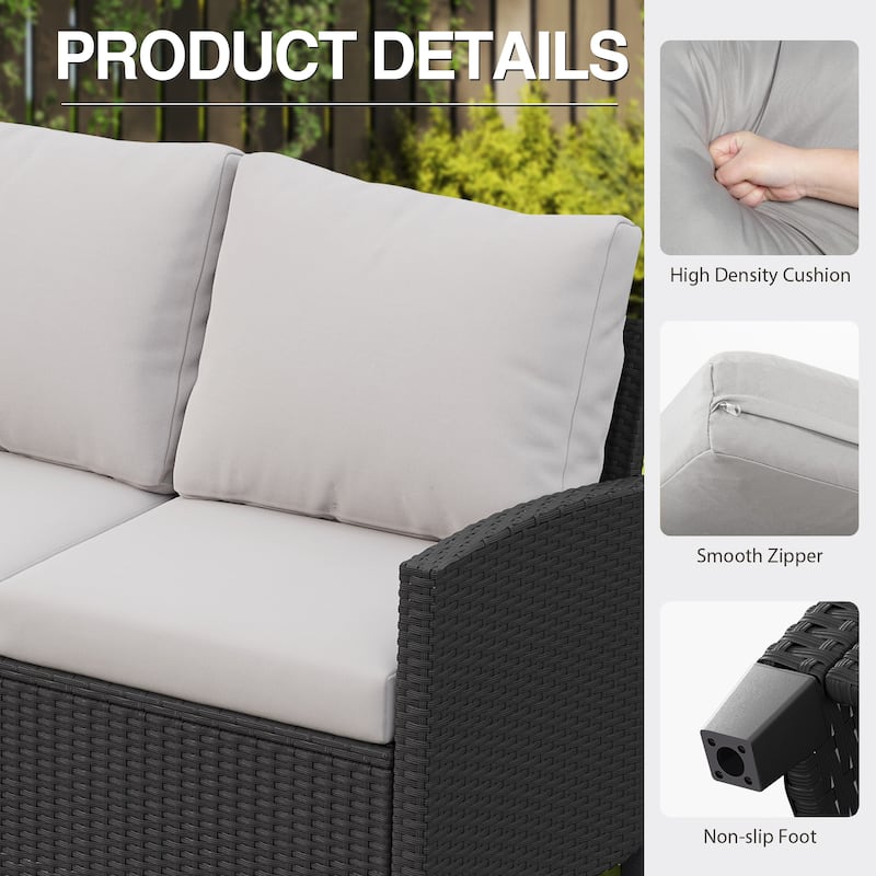 6-Piece Wicker Patio Conversation Set with Swivel Chairs