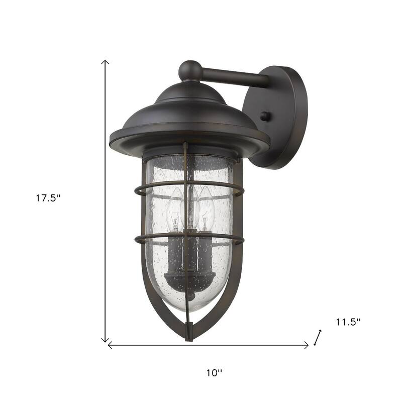 3-Light Hardwired Flush Mount Exterior Wall Sconce with Wet Rated and Bronze Glass Shade E12 Base - 17.5”H x 10”W x 11.5”D