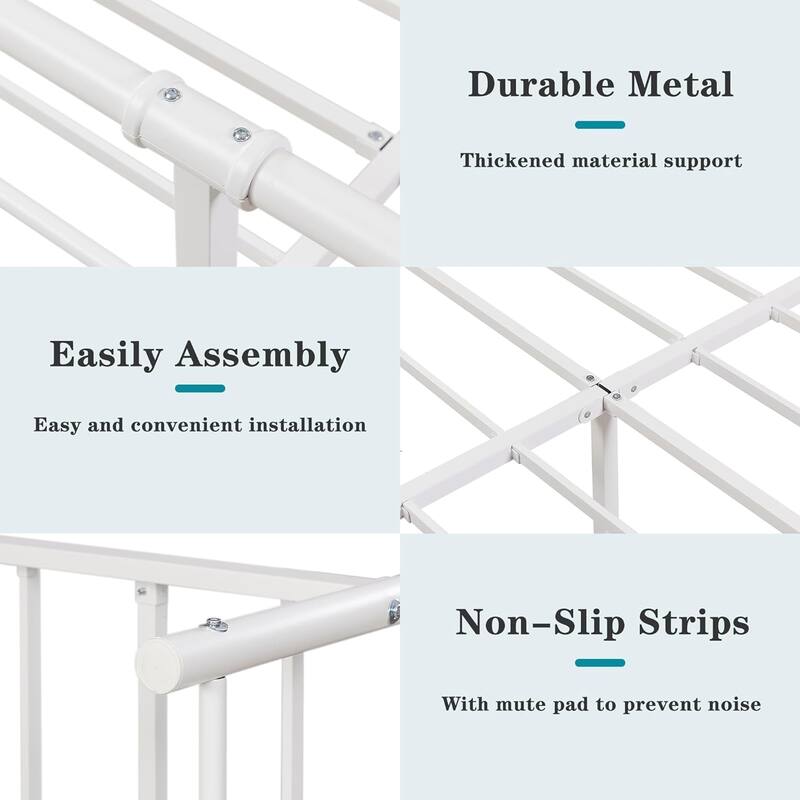 VECELO Metal Bed Frame with Headboard Classic Metal Platform Bed Frame Mattress Foundation with Victorian Style Footboard