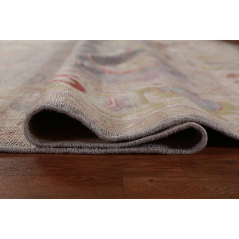 Hand Knotted Oriental 100% Wool Carpet Transitional All-Over Greys & Charcoal Oushak Area Rug - 11' 10'' X 9' 1''