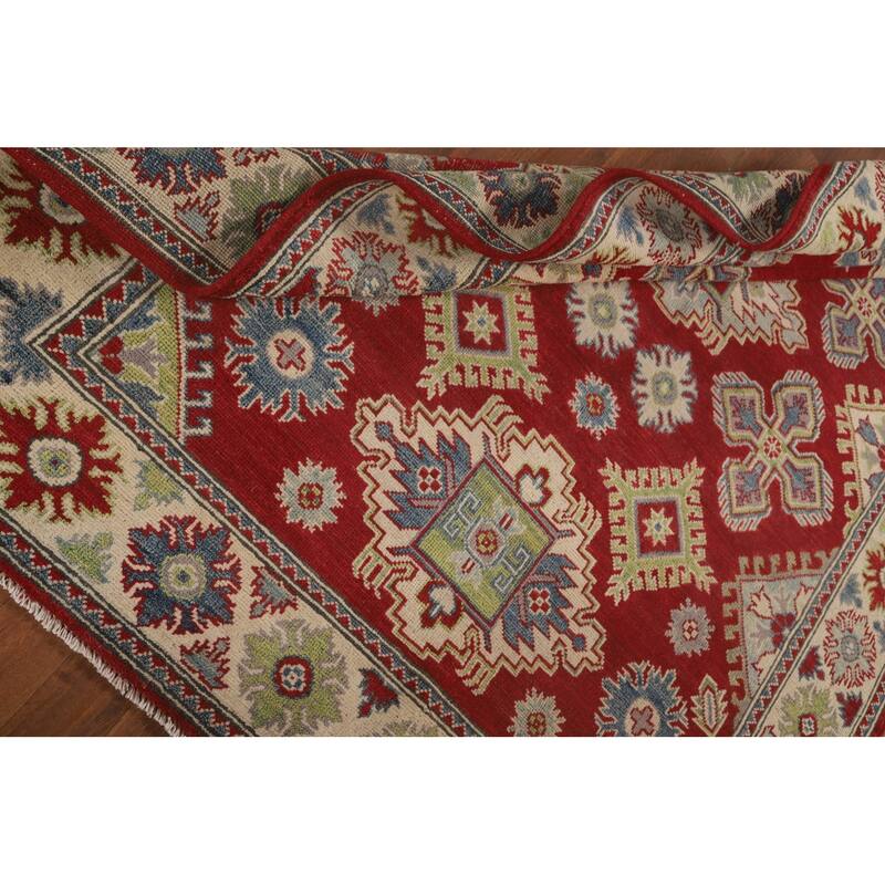 Red Kazak Area Rug Hand-Knotted Traditional Wool Carpet - 5'1" x 6'5"