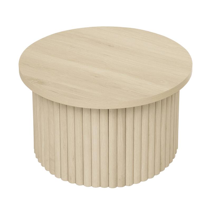 MDF Coffee Table Set with Slatted Legs & Non-Slip Pads