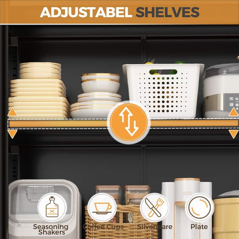 Kitchen Pantry Cabinet Storage with Locking Door and 4 Adjustable Shelves - 71'' H x 31.5'' W x16'' D